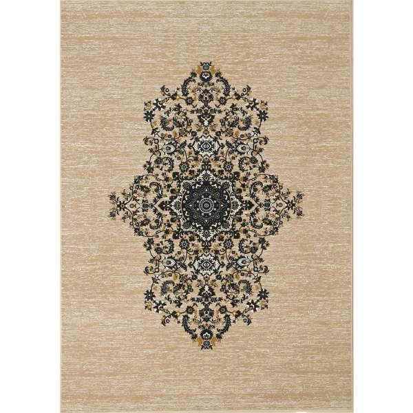 فرش ماشینی شرکت فرش آویسا کاشان طرح تک ترنج کد 3059 زمینه بژ
