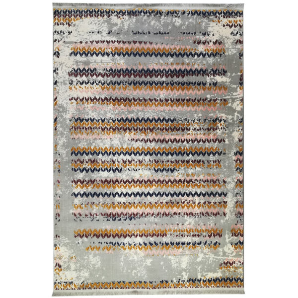 فرش ماشینی فرش مارکت تریتا طرح وینتیج مراکشی کد fm 400 6083 زمینه نقره ای