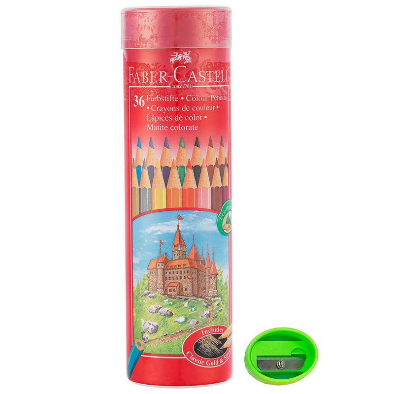 مداد رنگی 36 رنگ فابر-کاستل مدل قلعه به همراه تراش